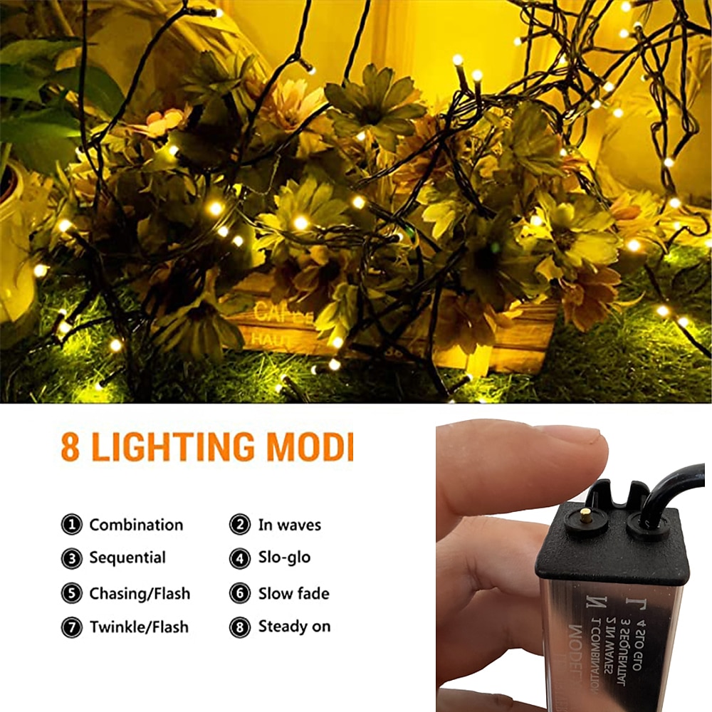 50M 100M Outdoor Waterproof Light String Festival Party Decorative Light 8-mode Iron Shell Waterproof Power Supply Garden Garden Garden Lighting Lamp 24V Low Voltage   1 set 2026 - $65.99 –P3