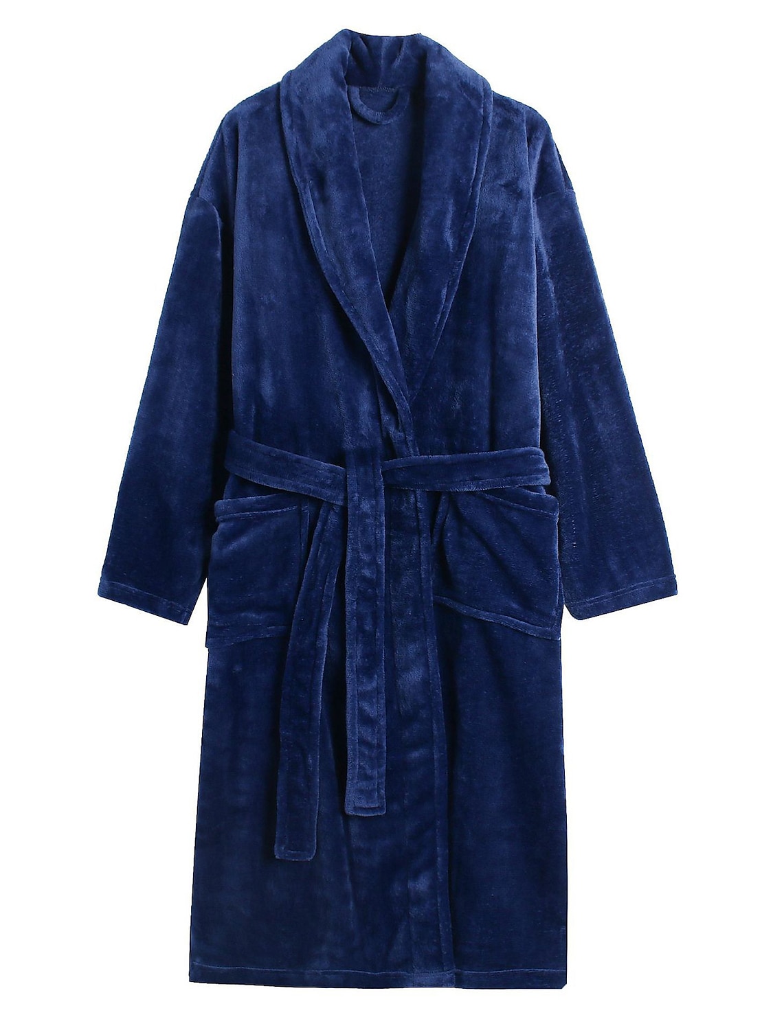 Men's Pajamas Robe Bathrobe Bath Gown 1 pcs Plain Stylish Casual Comfort Home Daily Bed Fleece Comfort Warm V Neck Long Sleeve Pocket Fall Winter Black White 2025 - $29.99 –P8