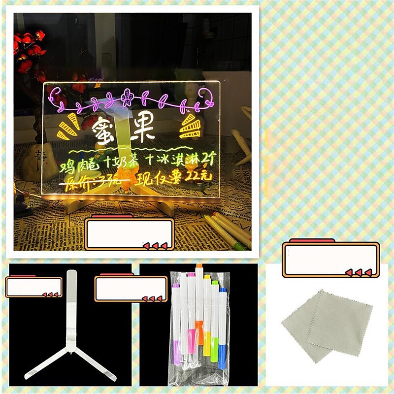 Children's drawing board blackboard transparent double side can be wiped and written acrylic luminous writing board scaffolding desktop message board 2025 - $25.99 –P10