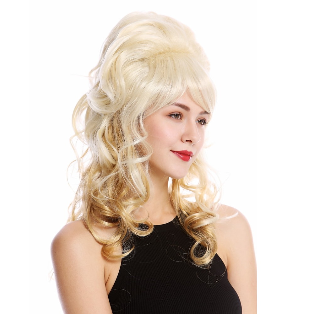 Dam Parann Barock 60-tal Beehive Retro Knyten Lockig Lång Ljus Blond Mix Pop Sångare Halloween Parann 2025 - $23.99 –P3
