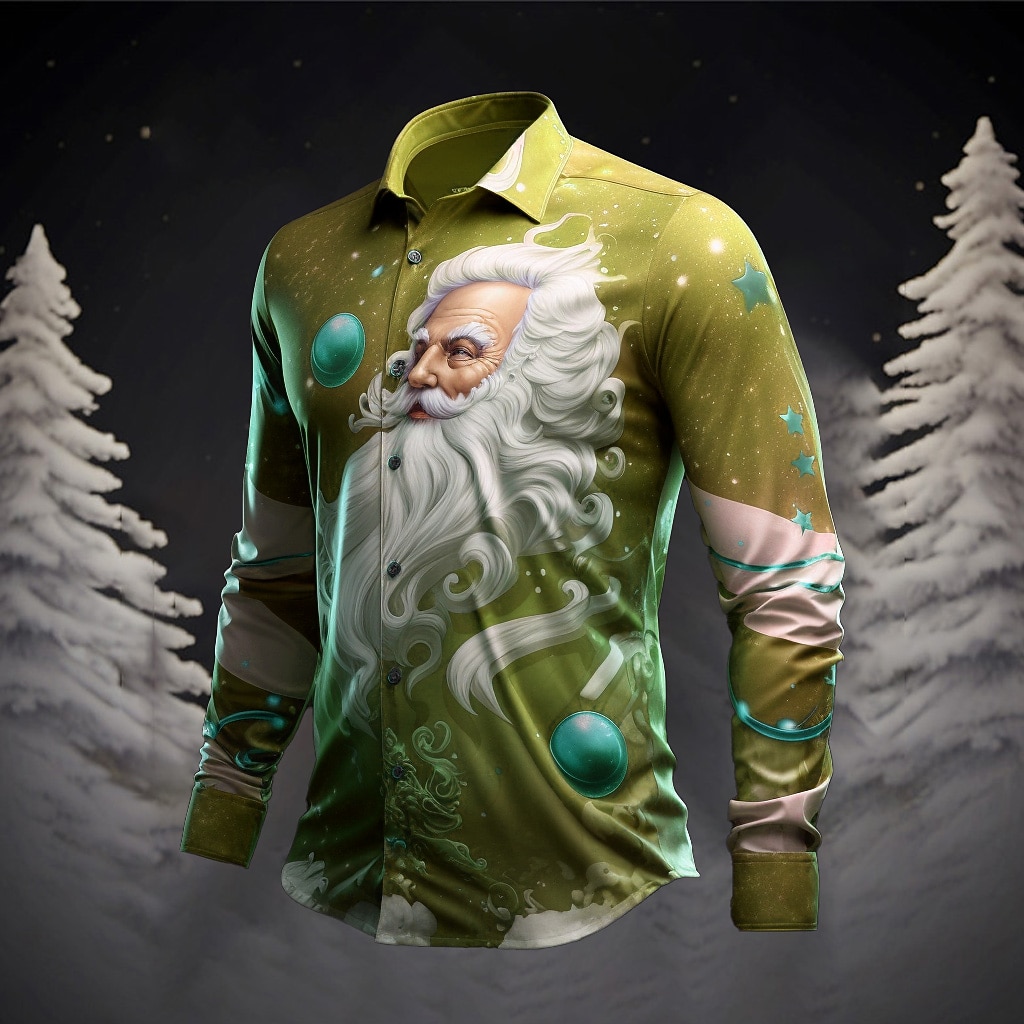 père Noël Décontractées Homme Chemise Usage quotidien Sortie Automne hiver Col rabattu manche longue Jaune, bleu marine, Bleu Roi S, M, L Tissu extensible dans les 4 sens Chemise Noël de 2025 ? $26.99 –P7