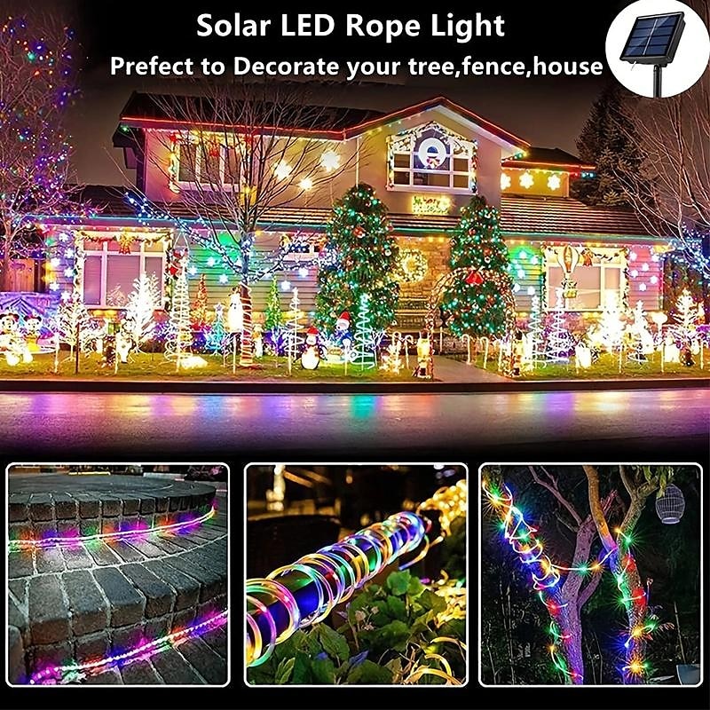 1 Pack Solar Rope Lights Outdoor Waterproof LED String Lights, Garland Fairy Garden Light Strings, Outdoor Christmas Halloween Wedding Party Decor, 7M-50Led/12M-100Led/20M-200Led/30M-300Led 2025 - $12.99 –P1