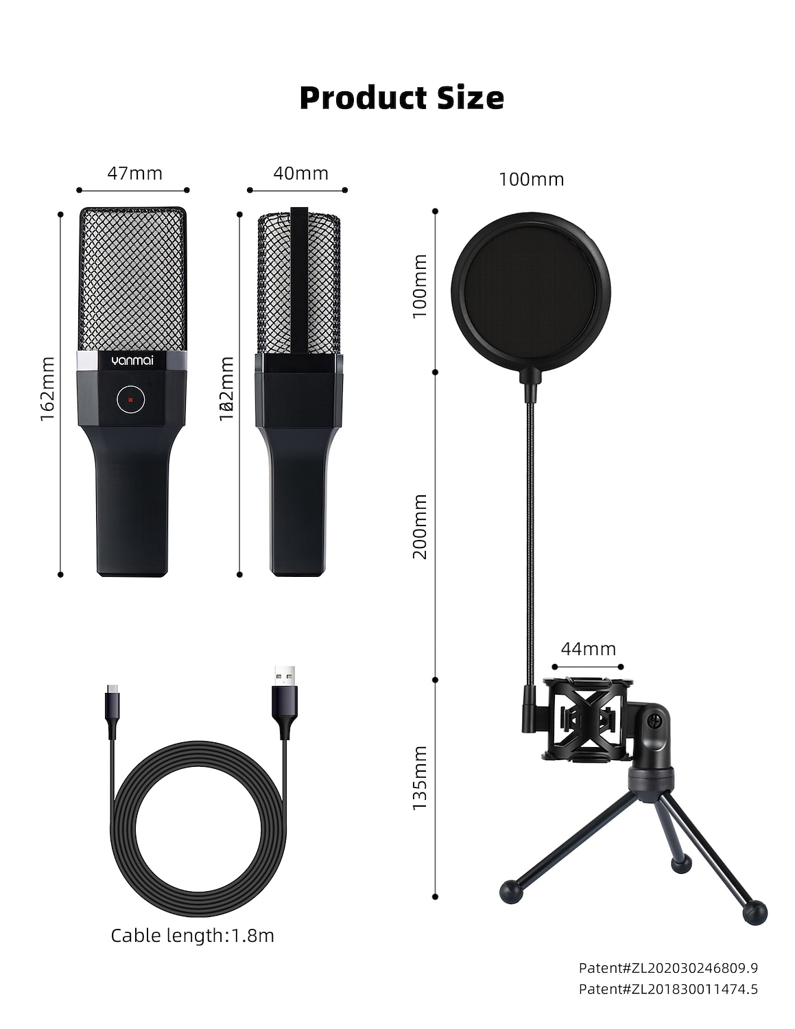 Yanmai X1R USB Microphone RGB Microfone Condensador Wire Gaming