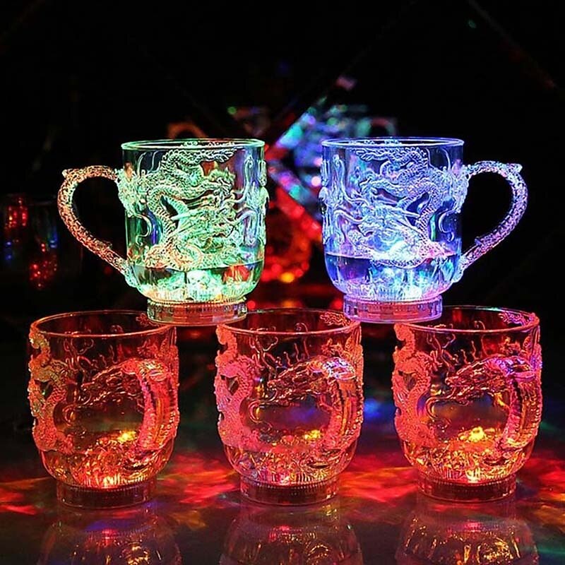 LED blikající světlo indukční duhová barva pivní sklenice pohár hrnky na whisky (tvar draka) er 2025 - $13.99 –P2