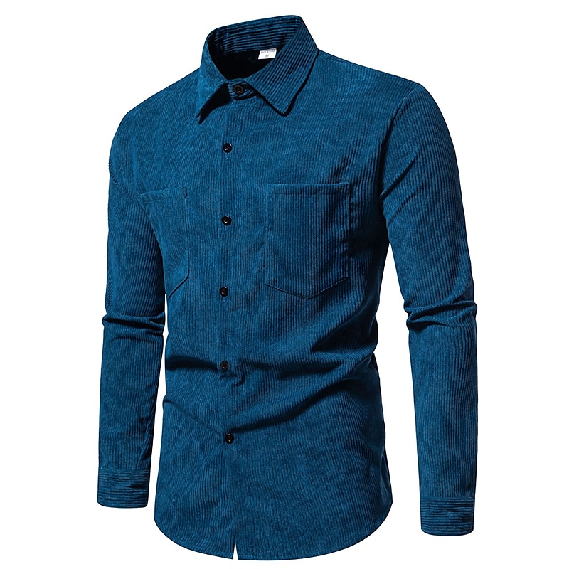 Per uomo Camicia Maglietta informale Camicia di velluto a coste Nero Giallo Rosa Viola Marrone Manica lunga Liscio Bavero Strada Da mare Di base Abbigliamento Di tendenza Comodo del 2025 a $28.99 –P16