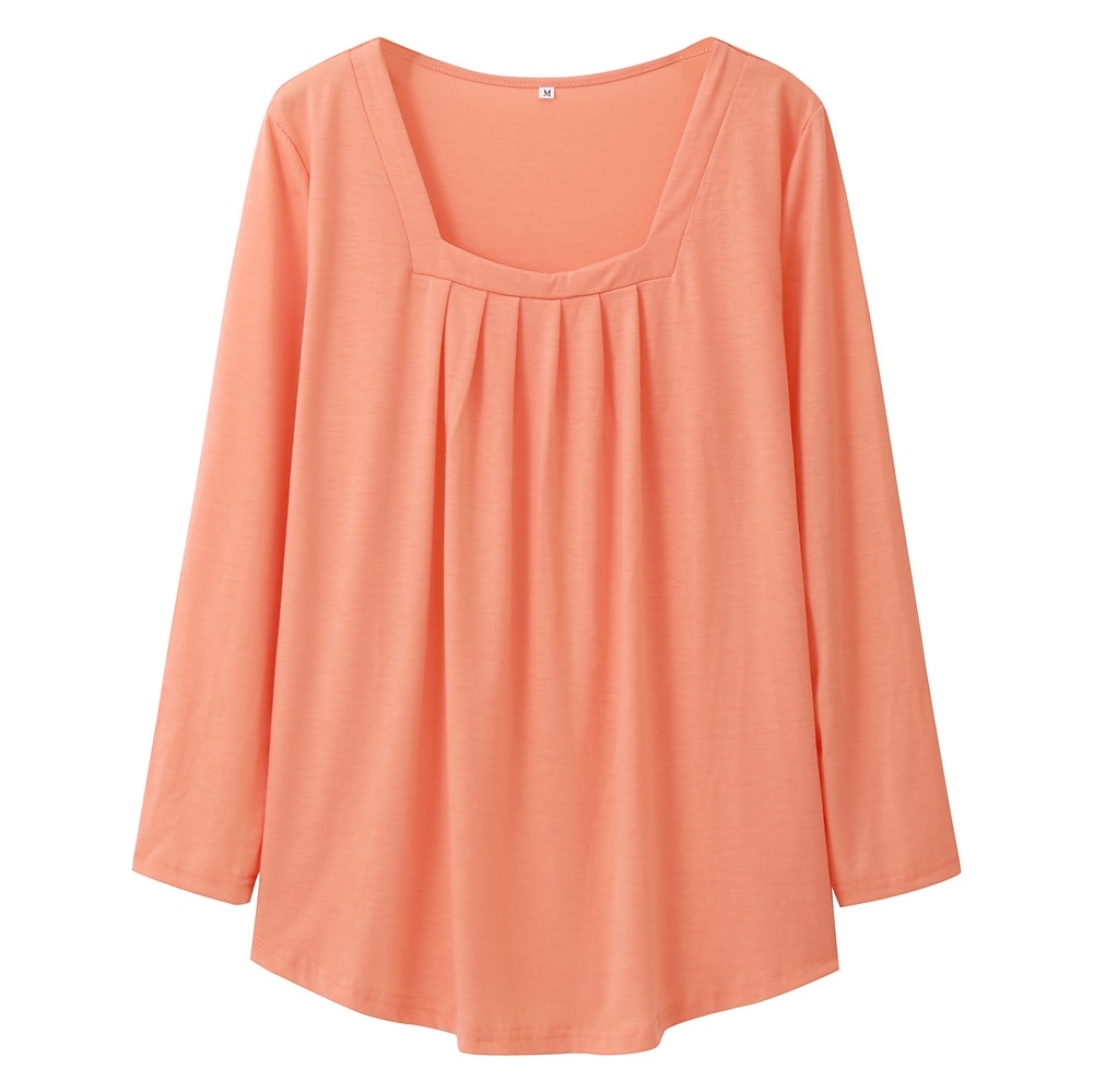 Damen T Shirt Burgunderrotes T-Shirt Elegante Oberteile Glatt Täglich Basic Strand Design Langarm Quadratischer Ausschnitt Normale Oberteile Casual Weißer langer Ärmel Blauer Langarm Schwarzer 2025 - $4.79 –P7