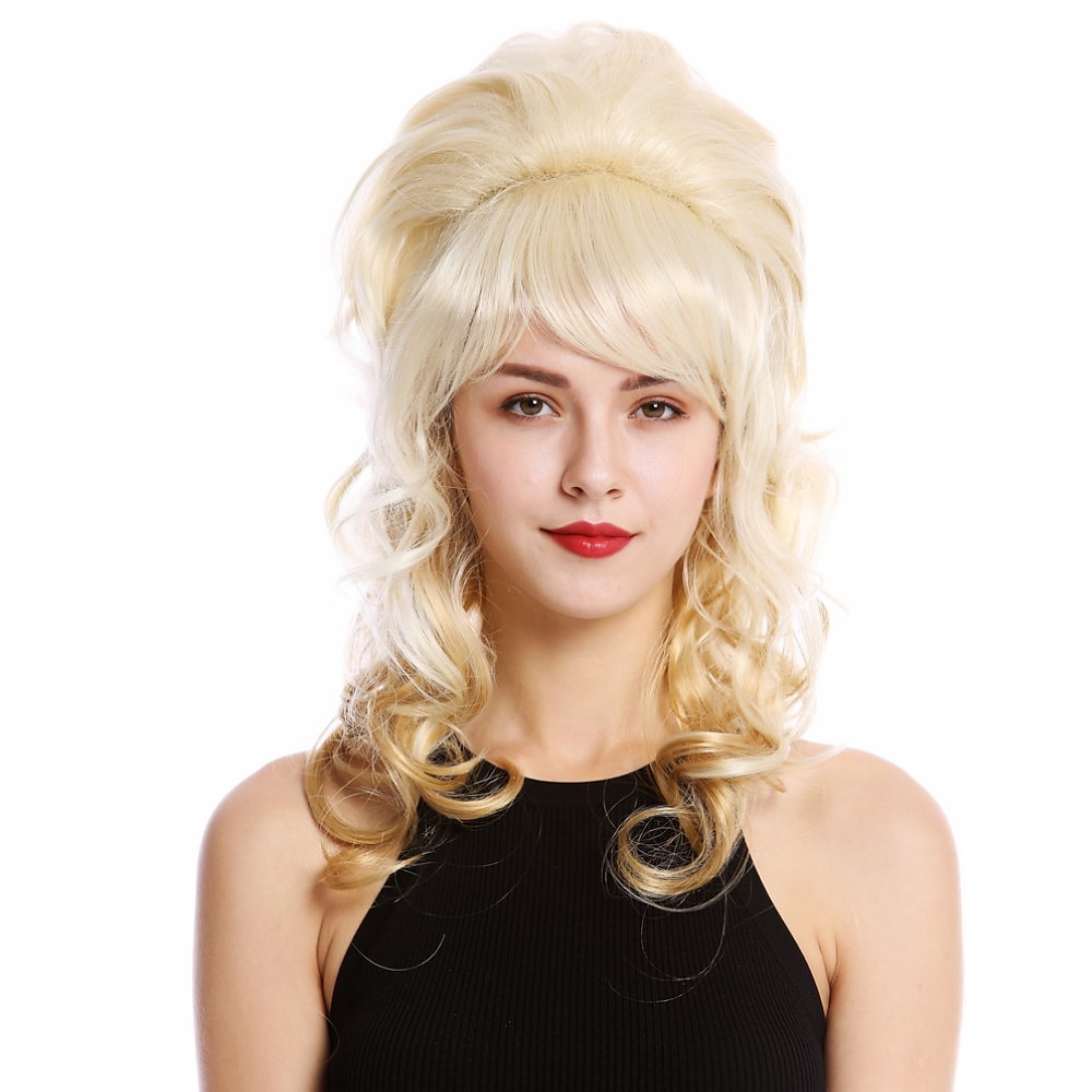 Dam Parann Barock 60-tal Beehive Retro Knyten Lockig Lång Ljus Blond Mix Pop Sångare Halloween Parann 2025 - $23.99 –P2