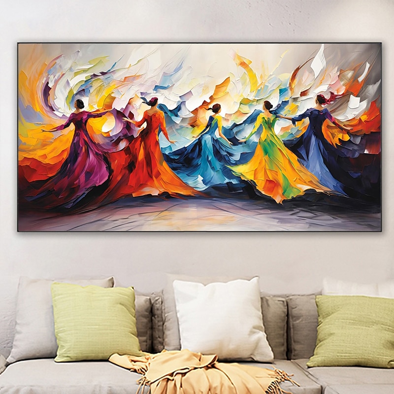 groot dansend meisje schilderij op canvas handbeschilderd muurdecor kleurrijke vrouwen muurkunst extra groot canvas moderne huisdecoratie danser canvas kunst huis kamer decor geen frame 2025 - $183.99 –P4