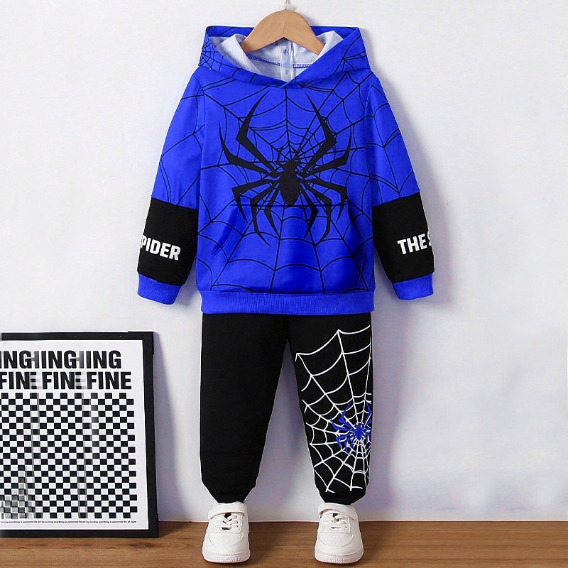 Pojkar 3D SPIDER Huvtröja & träningsbyxor Set Set Långärmad 3d-utskrivning Höst Vinter Aktiv Mode Häftig Barn 3-12 år Utomhus Semester Gata Normal 2025 - $26.99 –P2