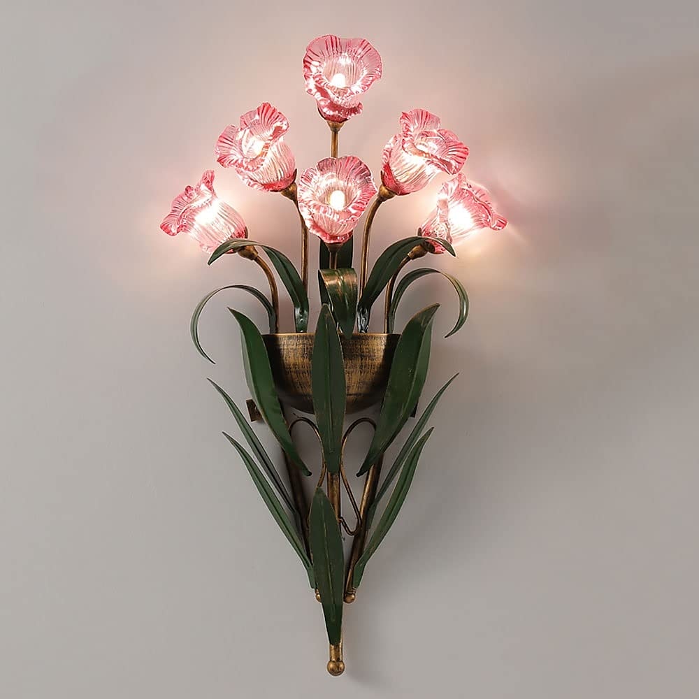 arandelas de parede design de flores g4 * 6 luminária de cabeceira led com iluminação de vaidade de vidro de metal lâmpadas de parede de metal para corredor de quarto 110-240v de 2025 por $365.09 –P9