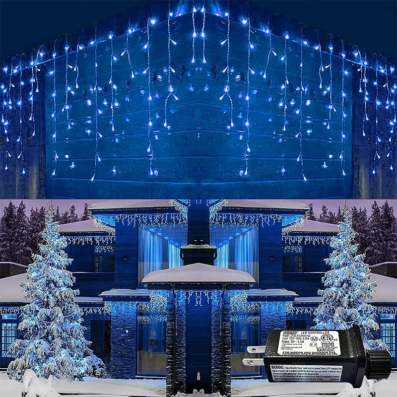1 confezione di luci natalizie a ghiacciolo, 10 m 400 led 8 modalità e timer con 60 gocce, luci natalizie a ghiacciolo con timer, stringa di luci esterne collegabili impermeabili per vacanze, del 2025 a $18.99 –P8