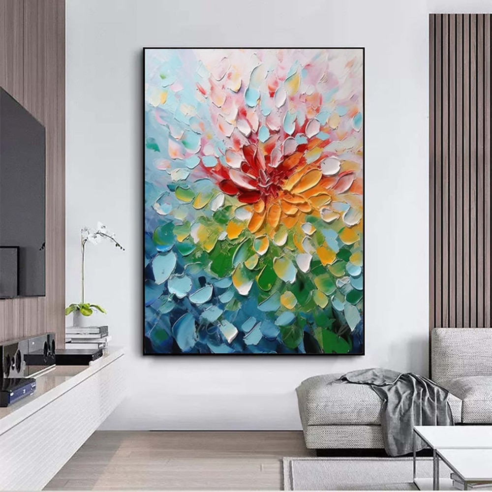 palette peinte à la main kinfe peinture à l'huile florale art mural fait à la main grandes fleurs peinture art mural original abstrait arbre peinture sur toile abstraite moderne coloré peinture décor de 2025 ? $116.99 –P5