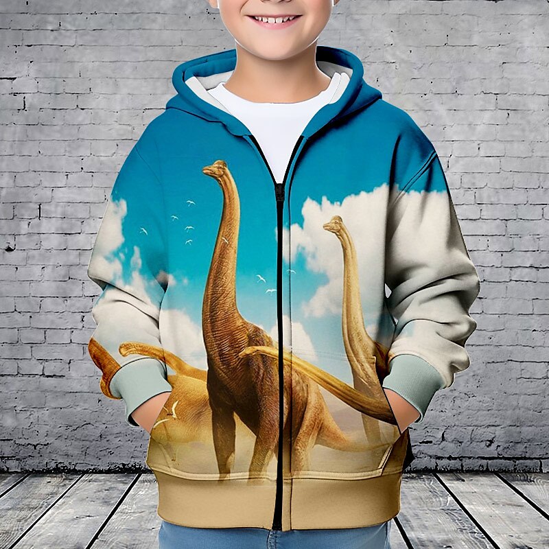 Pojkar 3D Dinosaurie Huvtröja Kappa Ytterkläder Långärmad 3D-tryck Höst Vinter Mode Streetwear Häftig Barn 3-12 år Utomhus Ledigt Dagligen Normal 2025 - $18.49 –P3