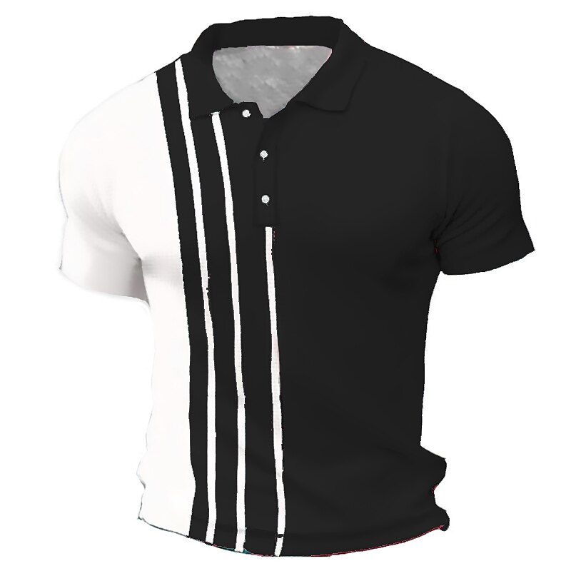 Voor heren Wafel poloshirt Golfshirt Werk Straat Polo kraag Klassiek Korte mouw Modieus Casual Gestreept Knoop voorzijde Zomer Lente Lente zomer Normale pasvorm Zwart Blozend Roze Leger Groen blauw 2025 - $16.49 –P5