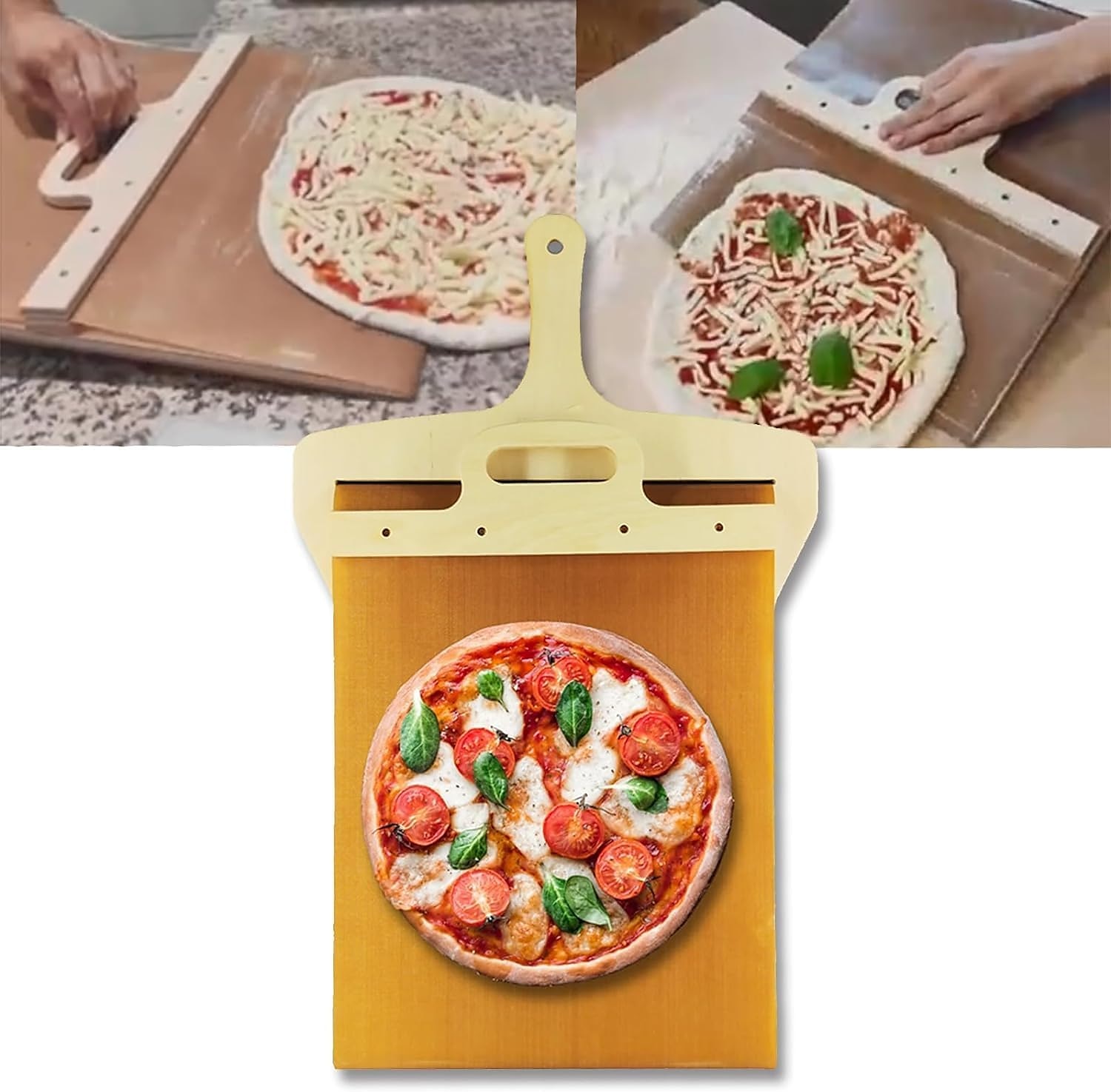 glidande pizzaskal - pala pizza scorrevole, pizzaskalet som överför pizza perfekt | non-stick, pizzaskalskyffel med handtag, diskmaskinsäker pizzaskal, tillbehör till pizzaugnar 2025 - $20.99 –P3