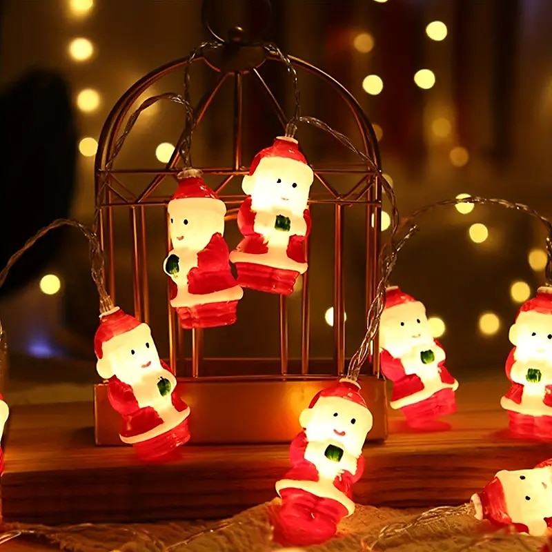 santa řetězová světla 1,5 m 10 LED 3 m 20 LED diod vánoční večírek domácí okno balkon terasa vodotěsná dekorace 2025 - $16.49 –P5