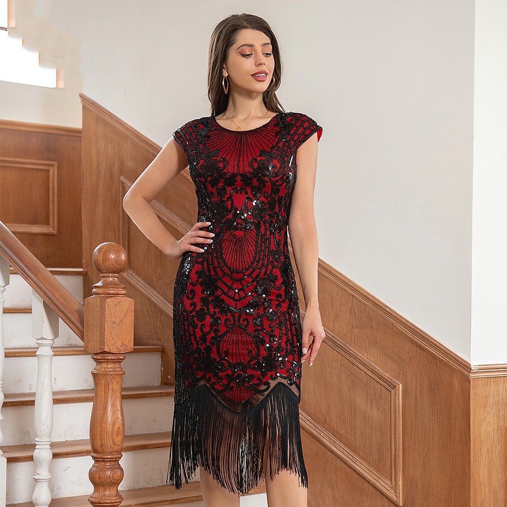 sada s midi flapper šaty péřová čelenka sametové dlouhé operní rukavice 3 ks dámské řvoucí 20. léta 20. léta 20. století oblečení koktejlové gatsby flapper girl maškarní party kostýmy 2025 - $56.99 –P4