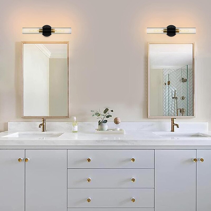 Aplique de pared LED, lámpara de pared negra de estilo nórdico con pantalla de tambor de vidrio metálico, iluminación de pared, lámpara de lectura, para mesita de noche, dormitorio 110-240v 2025 - $116.99 –P2