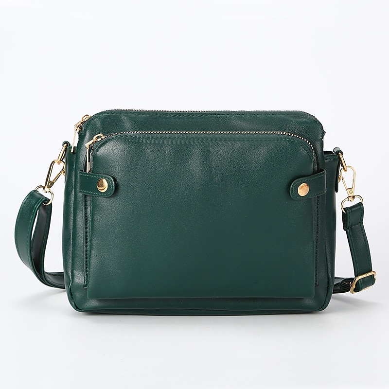 Women's Vintage Three-Layer Leather Crossbody Shoulder & Clutch Bag – Multi-Compartment Design for Casual, Work, and Travel Use 2025 - $29.99 –P15