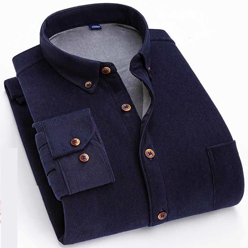 Men's Shacket Solid / Plain Color Vacation New Year Yellow Red Dark Navy Blue Long Sleeve Classic Collar Fall / Winter Clothing Apparel Print 2025 - $38.99 –P7