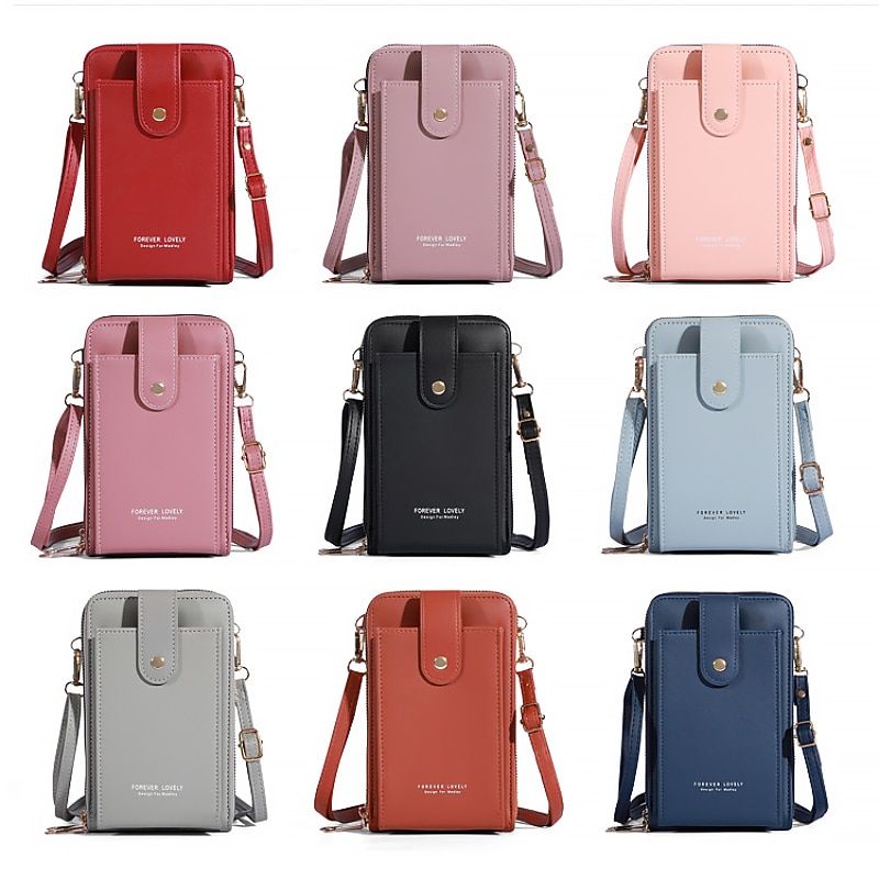 Dámské Crossbody kabelka Taška přes rameno Brašna na mobilní telefon PU kůže Denní Dovolená Cestování Zip Velká kapacita Voděodolný Lehká váha Pevná barva Tmavě růžová Vínově rudá Lotosový kořen 2026 - $24.99 –P6