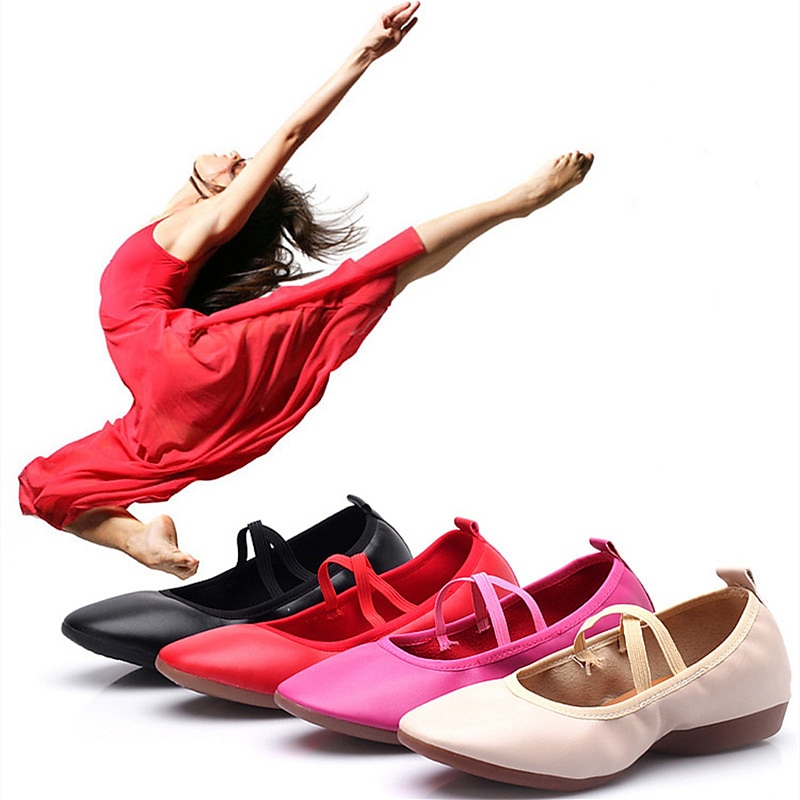 Women's Black Soft Sole Ballet Dance Shoes - Professional Flat Slip-On Shoes with Cross Straps for Practice and Performances 2025 - $26.99 –P2