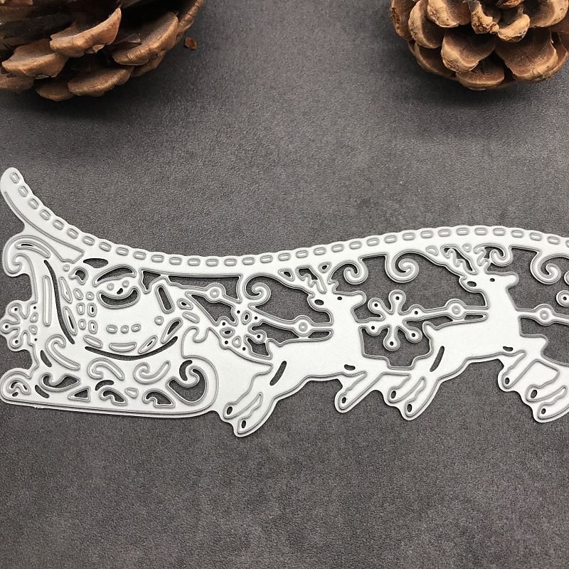 1ks santa jelen sáně okraj kovové vyřezávací matrice šablony vysekané pro kutily scrapbooking album papírová ražba karet 2025 - $8.49 –P4