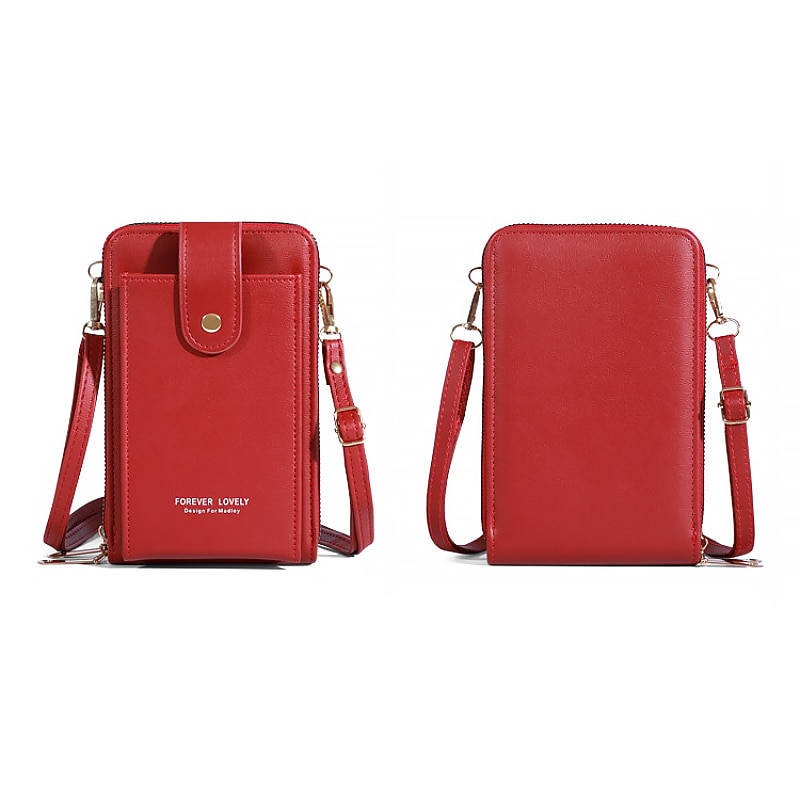 Dámské Crossbody kabelka Taška přes rameno Brašna na mobilní telefon PU kůže Denní Dovolená Cestování Zip Velká kapacita Voděodolný Lehká váha Pevná barva Tmavě růžová Vínově rudá Lotosový kořen 2026 - $24.99 –P8