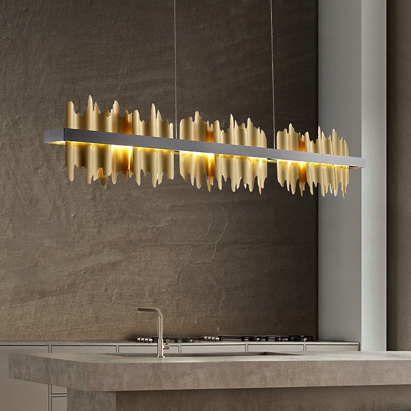 Kristallen kroonluchter luxe 120 cm liner ontwerp kroonluchter mooi grijs sprankelend kristal blad moderne kroonluchter voor keukeneiland woonkamer eetkamer slaapkamer verlichting 110-240v 2025 - $963.09 –P4