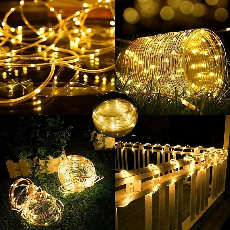 2025年 ソーラー LED ロープライト 屋外防水 リモコン付き 50m-500LED/100m-1000LED ストリングライト 8モード 超ロングフェアリーライト タイマー付き 屋外キャンプ ガーデンテラス 中庭に最適  コレクション – $97.99 –P6