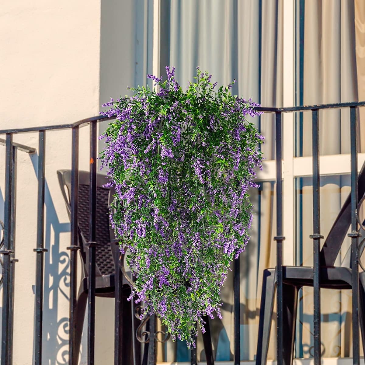 4 bunter kunstig lavendel hengende blomsterbukett vinranke hengende planter falsk eføy vinblader til terrasse hjem soverom bryllup innendørs utendørs veggdekor, hjemmedekor, estetisk romdekor 2025 - $23.99 –P1