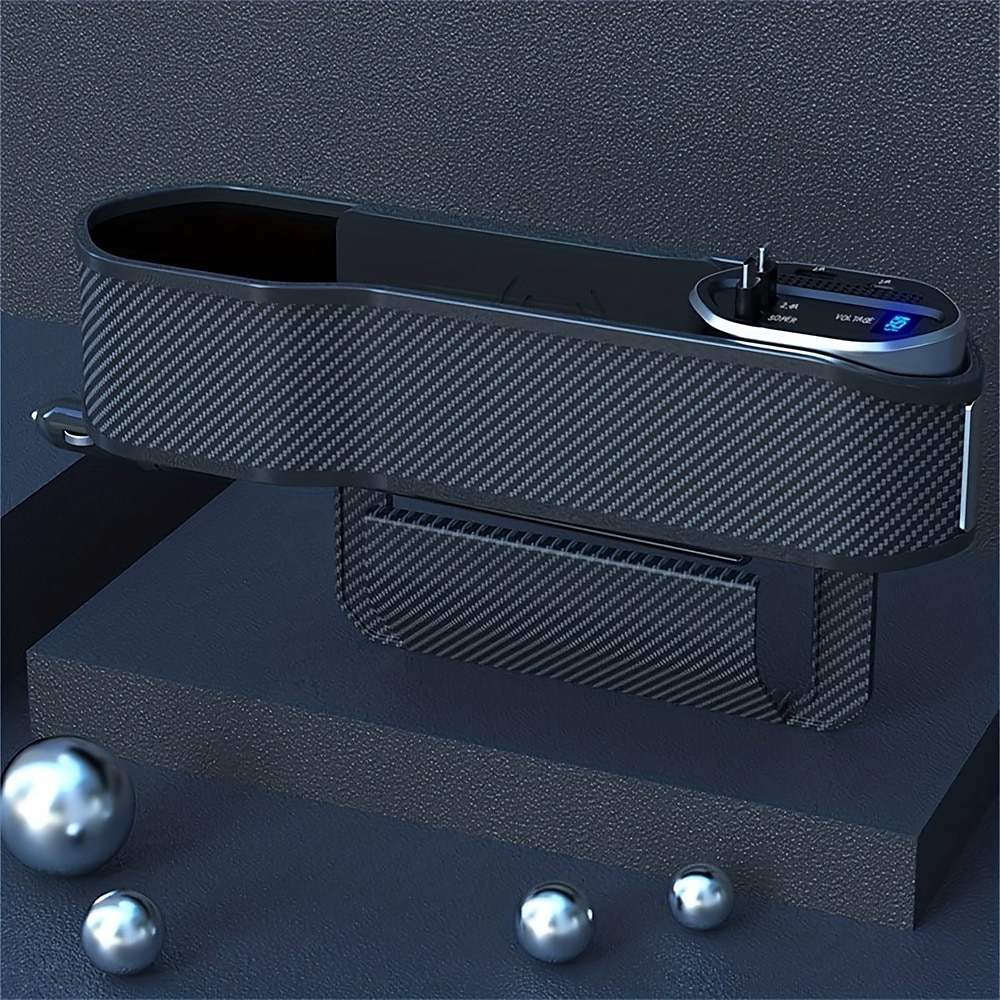 Car Seat Storage Box With Two USB Ports And Two Retractable Fast Charge Cables Interface Car Center Console Side Storage Storage Box 2025 - $49.99 –P10