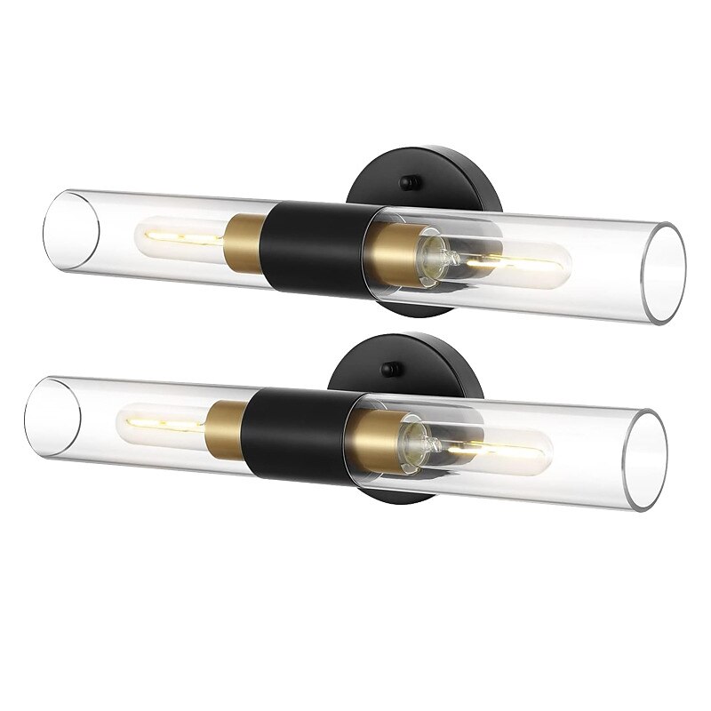 Aplique de pared LED, lámpara de pared negra de estilo nórdico con pantalla de tambor de vidrio metálico, iluminación de pared, lámpara de lectura, para mesita de noche, dormitorio 110-240v 2025 - $116.99 –P9