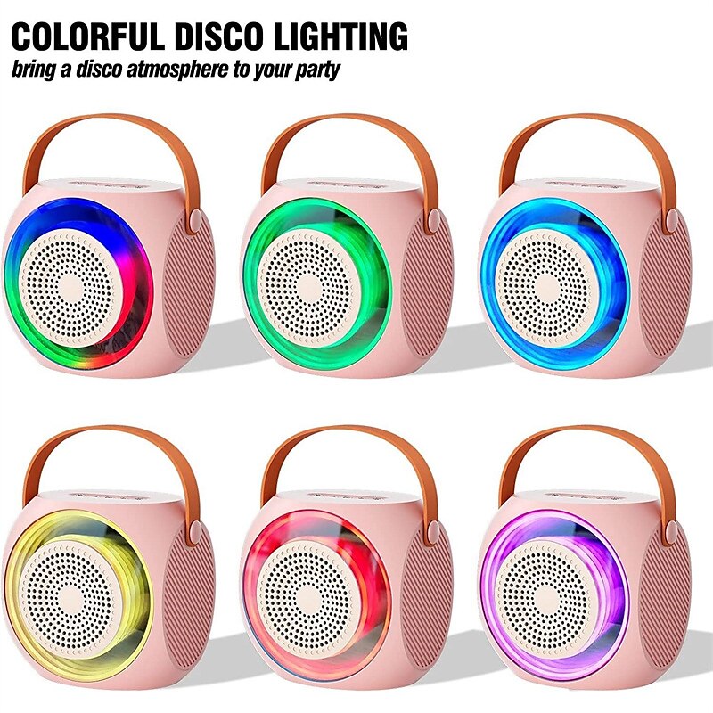 Mini-karaokemachine voor kinderen, draagbare Bluetooth-karaokeluidspreker met 2 willoze microfoons en led-verlichting voor verjaardagscadeaus voor thuisfeesten voor jongens/meisjes 2025 - $76.99 –P5