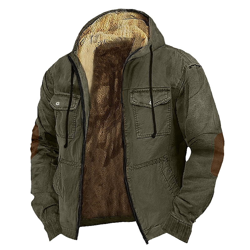 Per uomo Felpa con cappuccio Felpa con cappuccio a zip intera Sherpa Linend Marrone Cachi Con cappuccio Liscio Tasche Sportivo Giornaliero Per eventi Vintage Streetwear Informale Autunno inverno del 2025 a $39.99 –P4