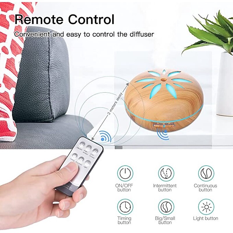 Large Capacity Wooden Essential Oil Diffuser with Remote - Ultrasonic Humidifier for Home and Office - Aroma Diffuser for Air Freshener and Humidification 2025 - $33.99 –P3