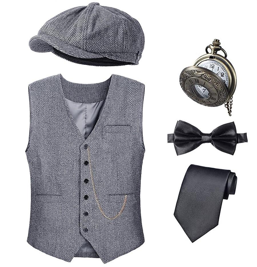 Années Folles Années 1920 Rétro Vintage Tenues Veste Gatsby le Magnifique Gentleman Déguisement Homme Halloween Carnaval Nouvel An Carnaval Fête / Soirée Mascarade Adulte Cravate Gilet Plus de 2026 ? $51.99 –P1