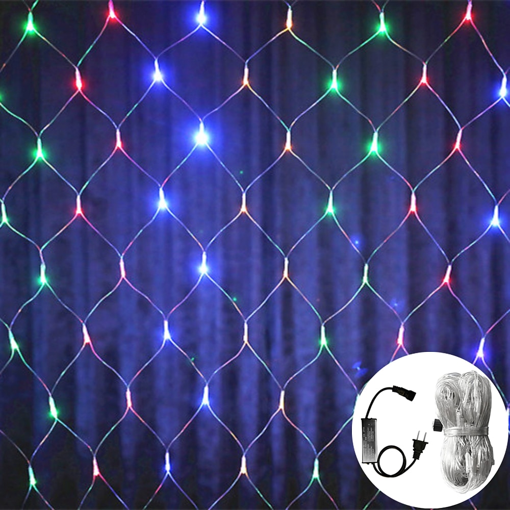 Cadena de luces LED de malla atrapasueños de 1,5 x 1,5 x 3 x 2 pulgadas, cielo estrellado, hierba, luz decorativa navideña, luz de ambiente para acampar al aire libre, fiesta navideña, 1 juego 2025 - $35.99 –P7
