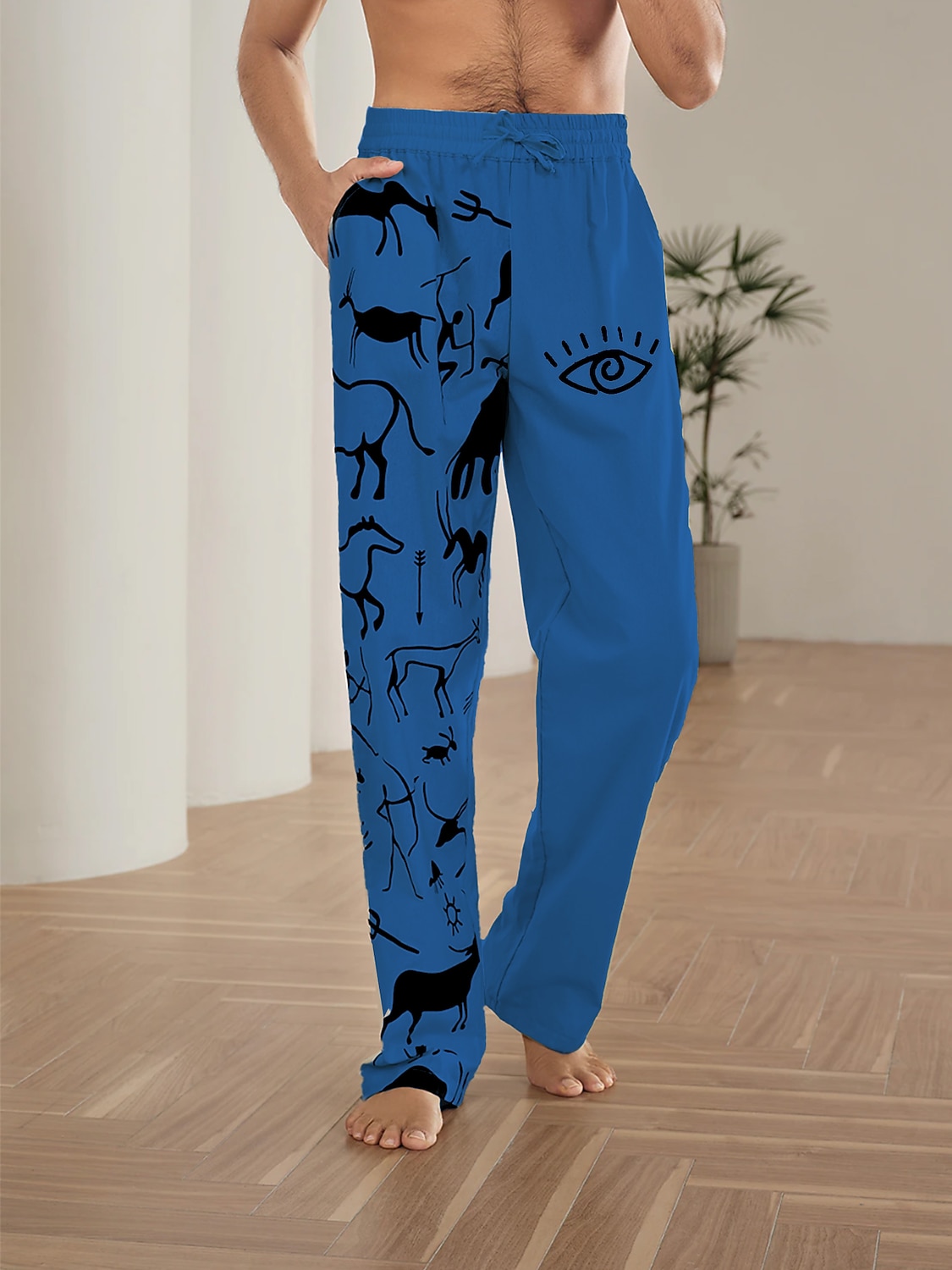 Homens splicing Calças de linho Calça verão Calças de praia Cintura Média Vintage Estilo Clássico Casual Diário Feriado Com Cordão Cintura elástica Impressão 3D Primavera Verão Impressão 3D Azul de 2025 por $28.99 –P10