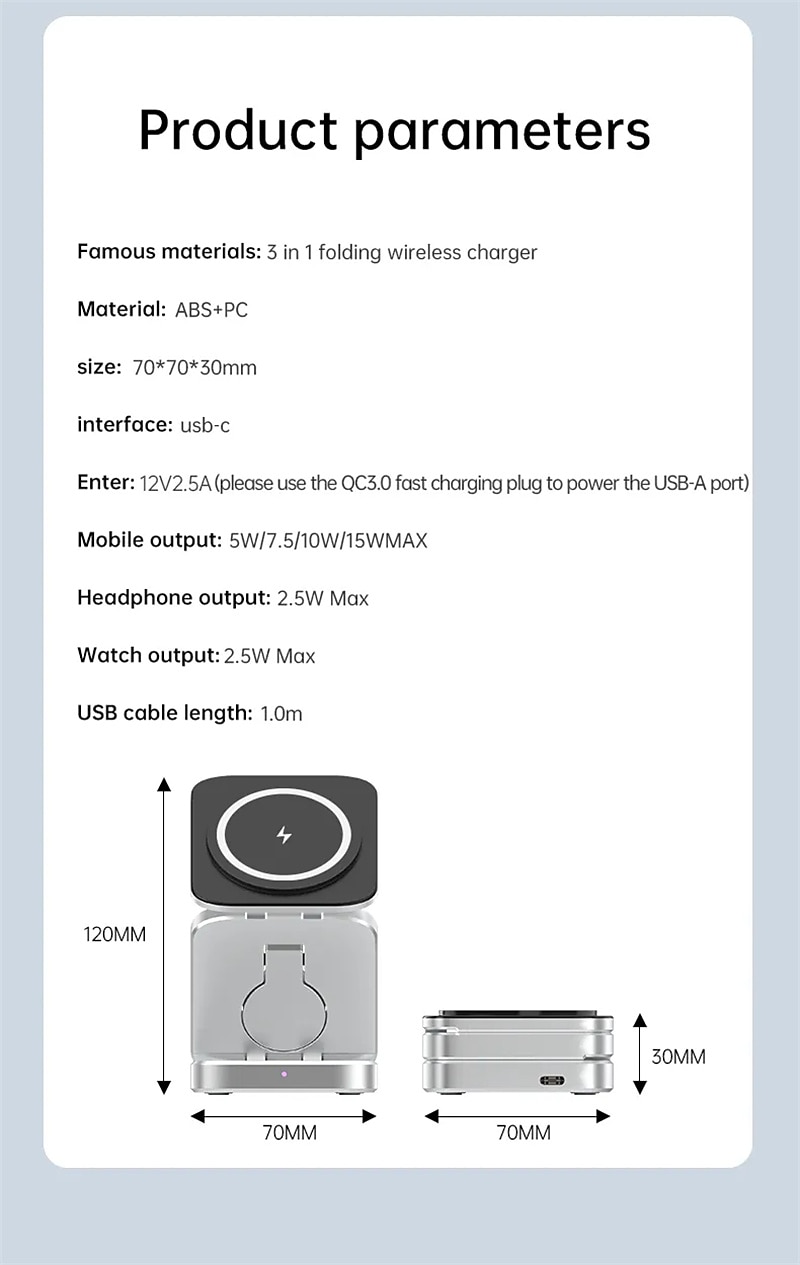 3 In 1 Foldable Wireless Charger Stand Dock Magnetic Fast Charging Station for IOS Watch 8 7 Portable Stand for IPhone 14 13 2025 - $57.99 –P12
