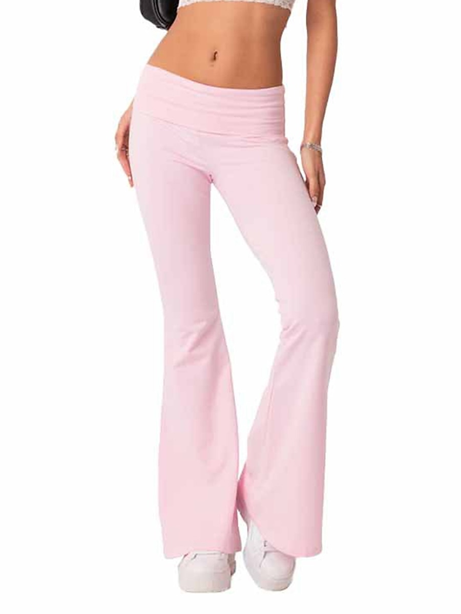 Pentru femei Clopot de jos Pantaloni Activ Modă Șic Stradă Lungime totală Talie Joasă Simplu Respirabilitate Απαλό Comfortabil Micro-elastic În aer liber Stradă Zilnic Gri Deschis Gri Închis Roz 2025 - $13.99 –P14