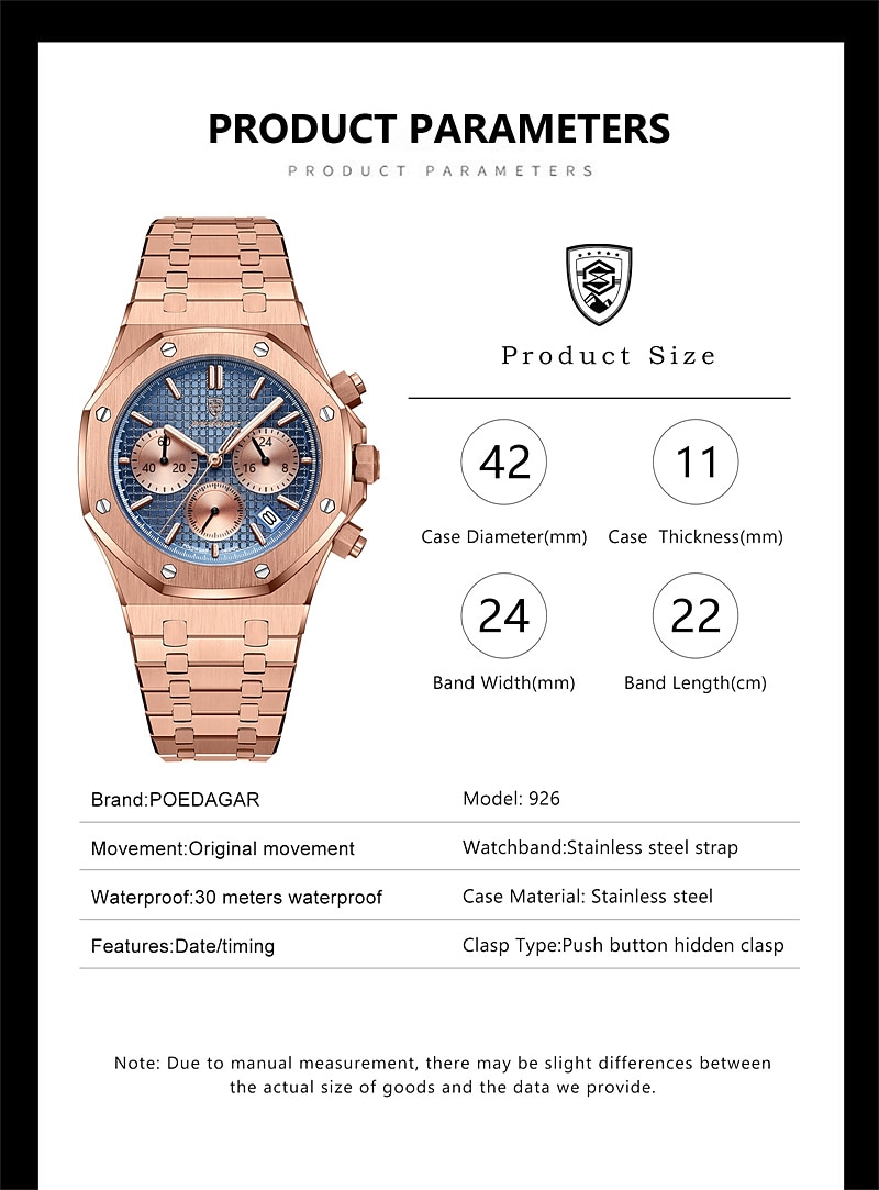 POEDAGAR Men Quartz Watch Outdoor Sports Fashion Casual Luminous Calendar Chronograph Waterproof Steel Watch 2025 - $34.99 –P5