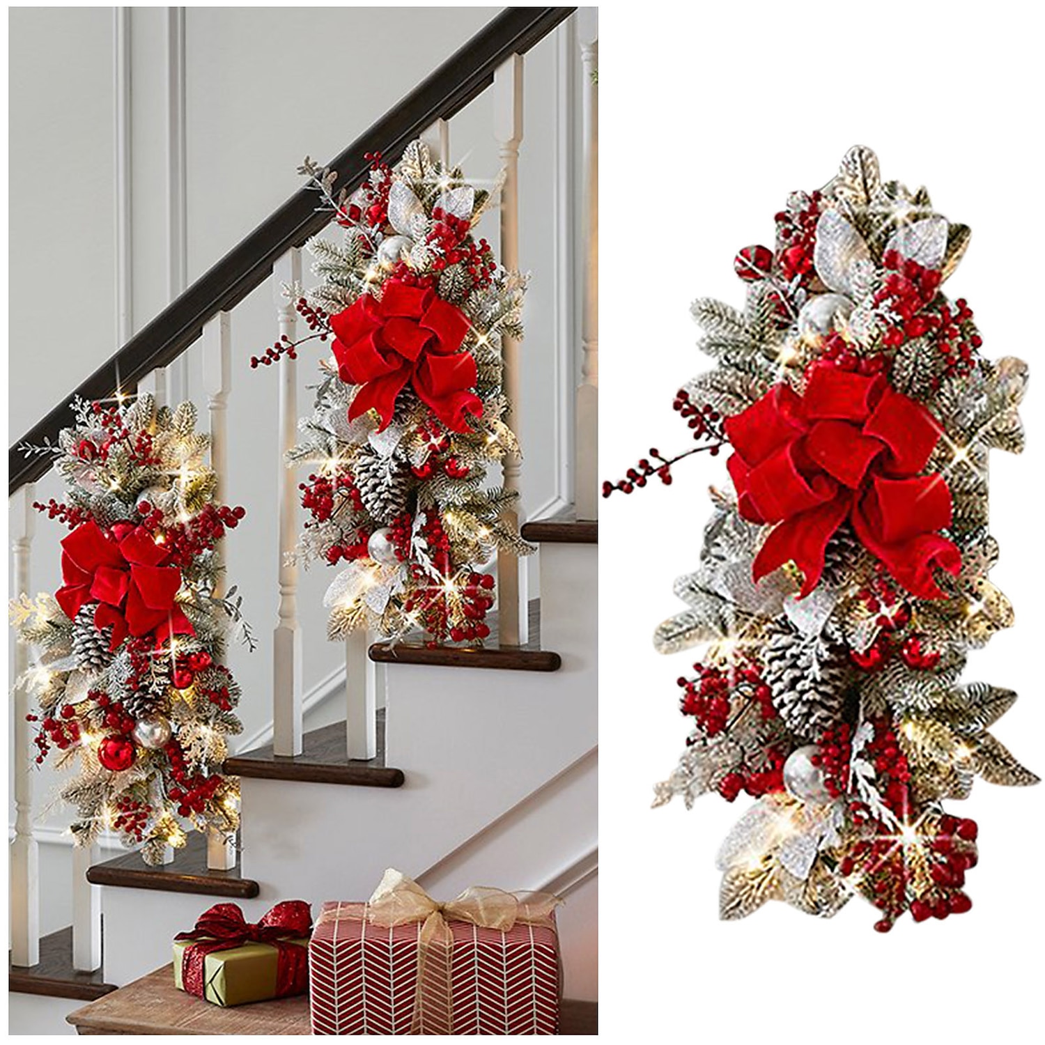 0,45 m Christmas Garland Lights Julkransljus 50 lysdioder Röd Blå Holiday Lights Juldekoration 24 V 2025 - $18.99 –P6