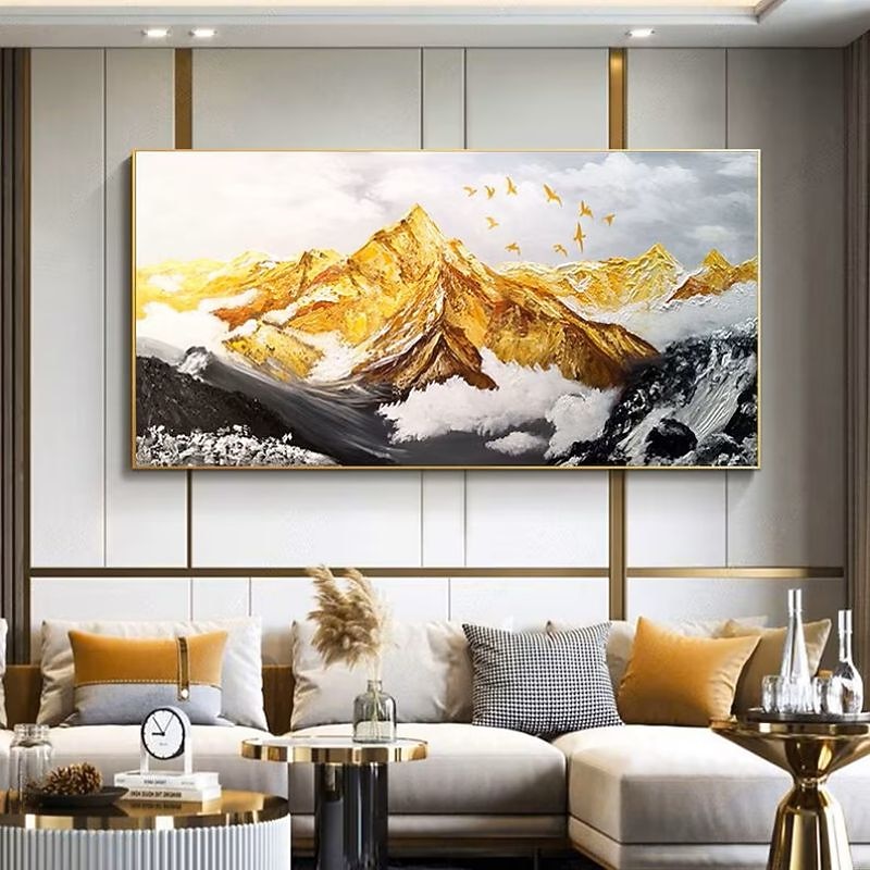 Handmade Hand Painted Oil Painting Wall Art  Large Size Contemporary Golden Mountains Home Decoration Decor Rolled Canvas No Frame Unstretched 2025 - $100.99 –P8