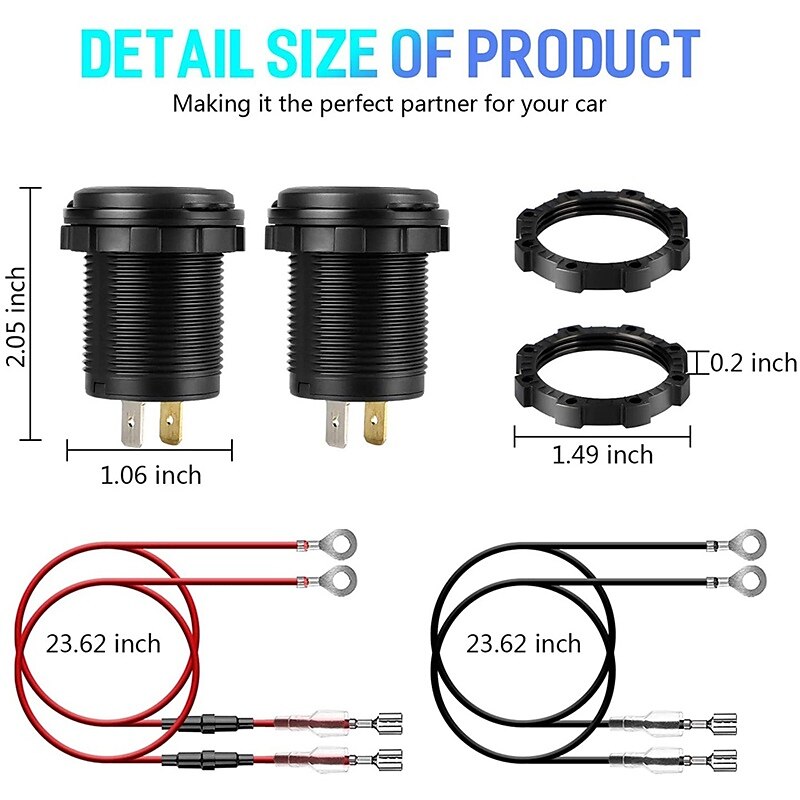 36w dual usb qc3.0 autolader 12v usb-uitgang snel opladen stopcontact met kleurrijke digitale voltmeter & aan / uit knop & 10a ingebouwde zekering voor voertuigen motorfietsen marine boot atv bus 2025 - $51.99 –P11