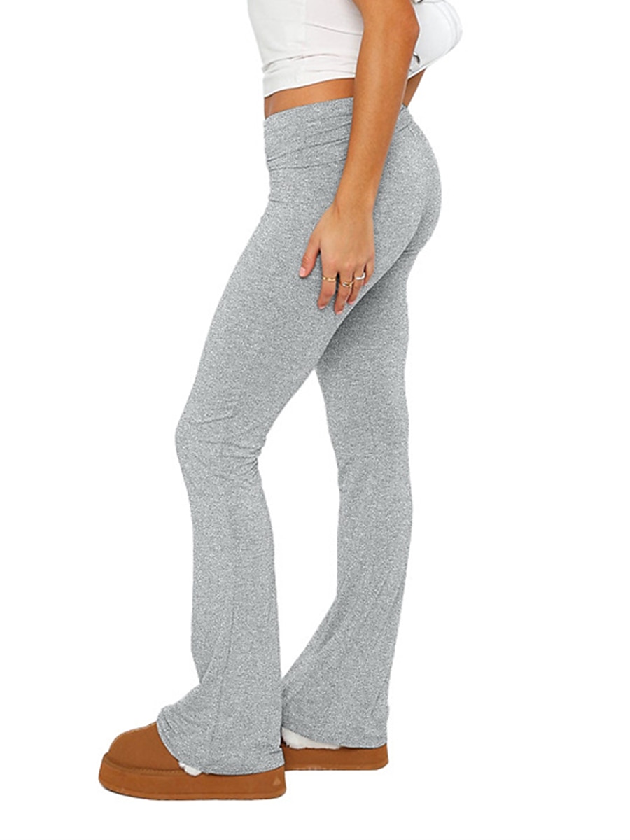Pentru femei Clopot de jos Pantaloni Activ Modă Șic Stradă Lungime totală Talie Joasă Simplu Respirabilitate Απαλό Comfortabil Micro-elastic În aer liber Stradă Zilnic Gri Deschis Gri Închis Roz 2025 - $13.99 –P2