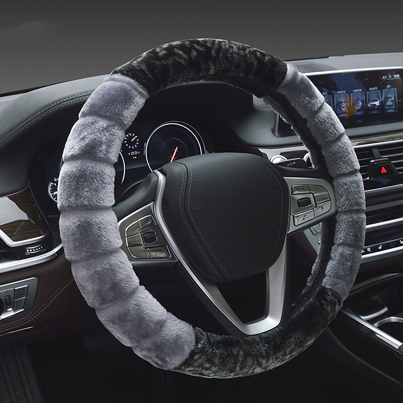 Winter kurzer Plüsch-Lenkradbezug, winterwarmes Auto-Innenraum-Set, kreative Nähte, mehrfarbiges Muster 2025 - $14.99 –P2