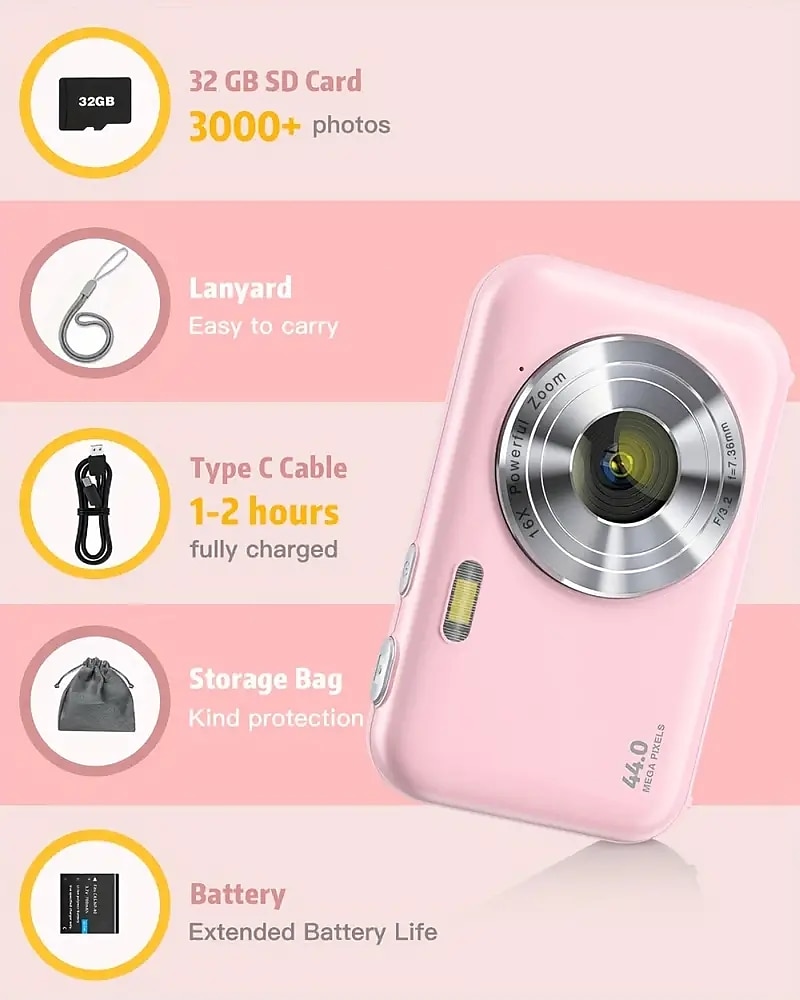 1080P HD Digital Camera Point and Shoot Camera Digicam 16X Digital Zoom Camera Compact Digital Camera 2025 - $58.99 –P7
