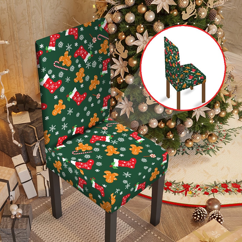 Fundas navideñas para sillas de comedor, fundas elásticas para sillas Parsons de Navidad, protector de asiento, funda lavable de spandex para sillas de cocina para comedor 2025 - $12.49 –P18
