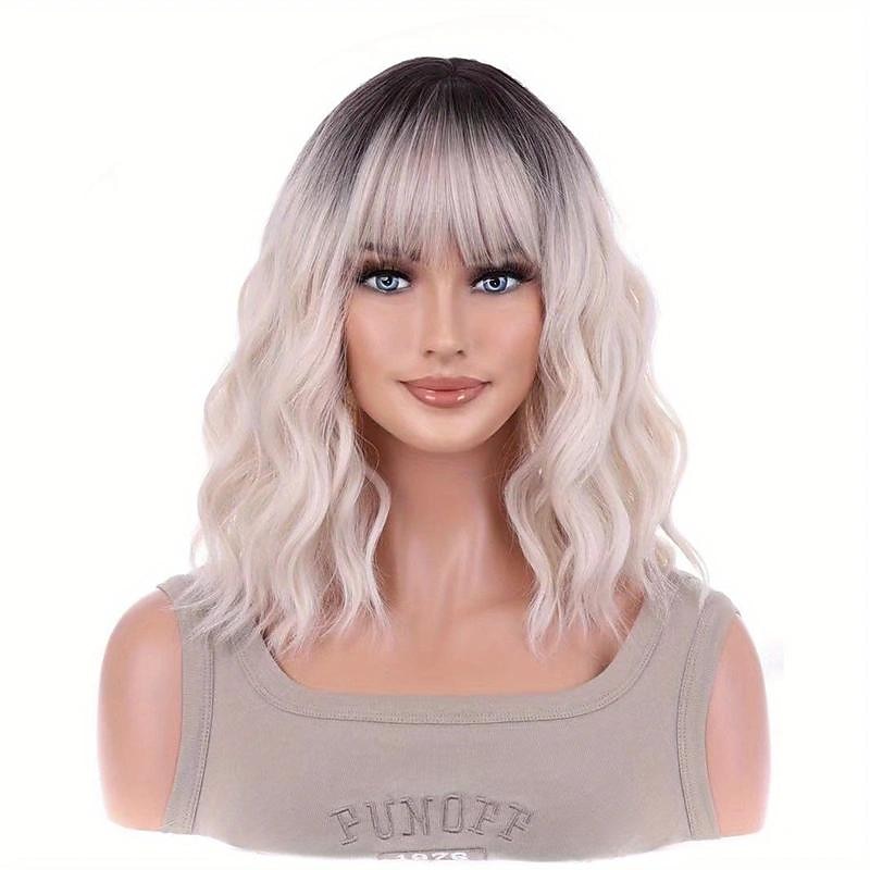 Perruques synthétiques ondulées longueur épaule avec frange pour femmes, à la mode pour un usage quotidien, cosplay de fête de 2025 ? $19.99 –P7